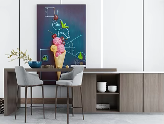 Modern bar chair combination leisure tea table and chair combination 3d model