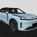 Modern Blue Electric SUV With Sleek Design Parked Near Tree