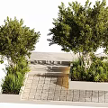 Modern Garden Landscape Design With Lush Trees Steps And Paved Ground