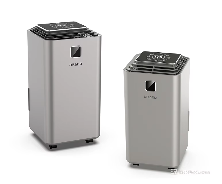 Silvercrest Silver Portable Air Coolers with Modern Design and Control Panel 3d model 