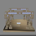 Ancient Style Structural Frame With Stone Columns Glowing Blue Strips Geometric Patterns And Steps 3d model