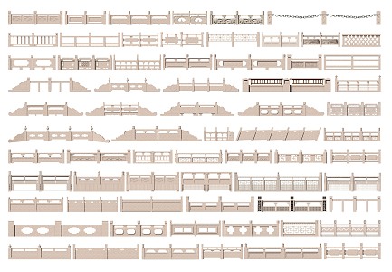 Chinese Guardrail Stone Railing Fence Stone Railing Enclosure Handrail Stone Arch Bridge Carved 3d model