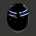 Black Tactical Weapon Helmet Featuring Blue White Stripes And SNAEFEL Branding