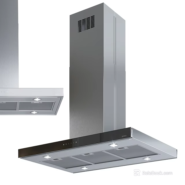 Modern Stainless Steel Kitchen Range Hood With Built In Lighting And Sleek Design 3d model 