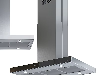 Modern Stainless Steel Kitchen Range Hood With Built In Lighting And Sleek Design 3d model