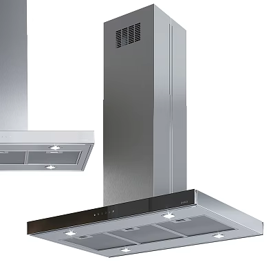 Modern Stainless Steel Kitchen Range Hood With Built In Lighting And Sleek Design 3d model