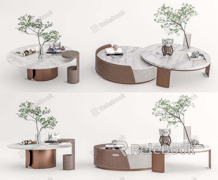 Modern Tea Table Tea Table Combination Green Plant Vase Ornaments model