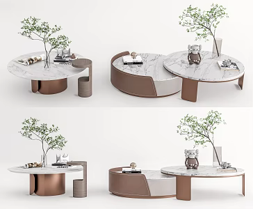 Modern Tea Table Tea Table Combination Green Plant Vase Ornaments 3d model