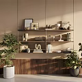 Modern Stylish Shelving Unit With Decorative Items Books And Potted Plants