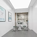 Dental Clinic Interior With Treatment Chair Green Stools Tooth Posters And File Cabinet