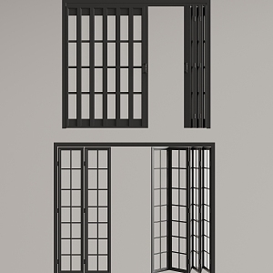 Modern metal frame folding door glass door 3d model