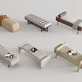 Bed End Stool Sofa Stool Bed Shoe Changing Stool 3d model