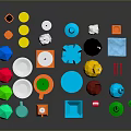 Colorful Household Items With Multiple Colors And Geometric Shapes Displayed Together