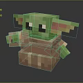 Pixel Style Green Character Amusement Equipment With Brown Outfit And Big Eyes