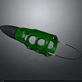 Green Weapon With Black Tip And Three Circular Holes On Handle With Lanyard