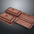 Decorative Wooden Storage Boxes With Carved Patterns Lid And Open Compartment 3d model