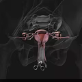 3D Medical Anatomy Illustration of Female Reproductive Organs Displaying Uterus Fallopian Tubes and Ovaries