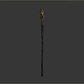 Handcrafted Wooden Staff With Intricate Carved Top And Natural Brown Texture