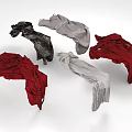 Colorful Upholstered Furniture With Black Gray White Red Wrinkled Fabric In Dynamic Draped Effect