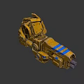 Yellow Sci Fi Mechanical Device With Blue Glowing Elements And Detailed Components 3d model