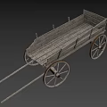 Old Fashioned Wooden Wagon With Large Spoked Wheels And Open Cart
