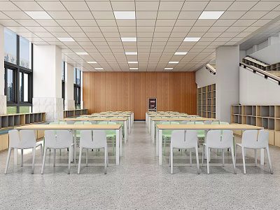 Book Art Reading Room Interior With Wooden Walls Bookshelves Tables And Bright Lighting 3d model