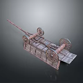 Wooden Stone Material Ancient Transport Cart With Spoked Wheels And Solid Frame