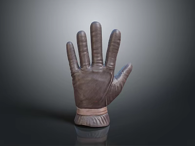 High Quality Brown Leather Glove With Soft Texture For Daily Household Use And Comfortable Wear 3d model
