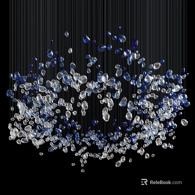 Modern Blue and Clear Crystal Beads Hanging Decorative Chandelier Interior Design 3d model 