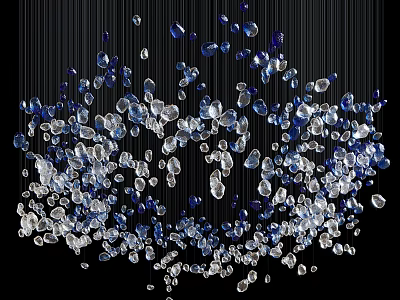 Modern Blue and Clear Crystal Beads Hanging Decorative Chandelier Interior Design 3d model