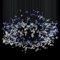 Modern Blue and Clear Crystal Beads Hanging Decorative Chandelier Interior Design