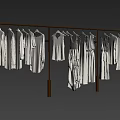 Clothing Store With Pink Wall And Golden Rack Displaying White Apparel Collection