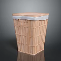 Pet Animal Bamboo Trash Bin With White Lid And Woven Structure