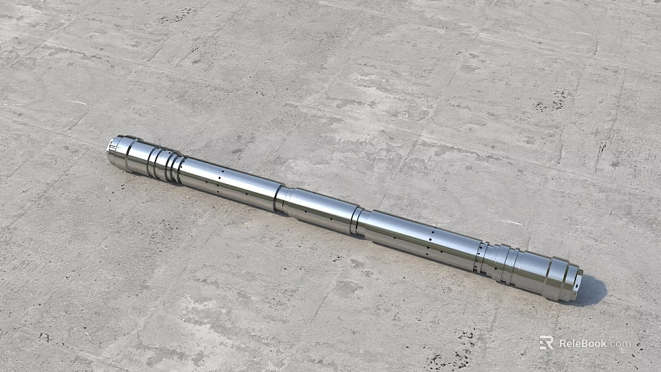 Industrial Silver Metal Cylinder Featuring Circular Grooves And Smooth Surface Finish 3d model 