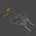 Futuristic Sci Fi Spaceship With Dark Exterior Yellow Accents And Control Panels