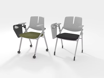Two Modern Office Chairs With Armrests Different Seat Colors And Wheels 3d model