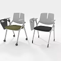Two Modern Office Chairs With Armrests Different Seat Colors And Wheels