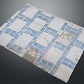 Blue And White Mosaic Tiled Floor Design With Weathered Pattern And Classic Style