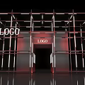 Modern Event Entrance with Metal Frame Structure and Illuminated LOGO