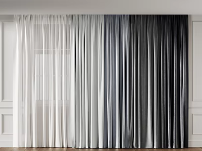 Elegant Curtains With Gradient Colors From Light To Dark For Modern Room Interior 3d model