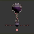Purple Hot Air Balloon With Net Structure Pink Basket And Streamer Decorations