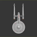 Space Exploration Starship Model With Disc Hull Twin Engines Red Lines And NCC 1701 Markings