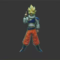 Golden Haired Super Saiyan Character In Orange Pants And Blue Outfit As Mythical Creature