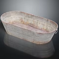 Vintage Galvanized Metal Oval Tub With Distressed Finish And Handle