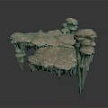 Wood and Stone Sculptural Decorative Table with Irregular Rock Like Texture Design 3d model