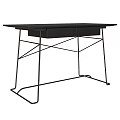 Black Wooden Top Desk With Two Drawers And Metal Frame Legs