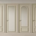 Modern Ivory Hinged Doors With Glass Panel And Arched Top Designs 3d model