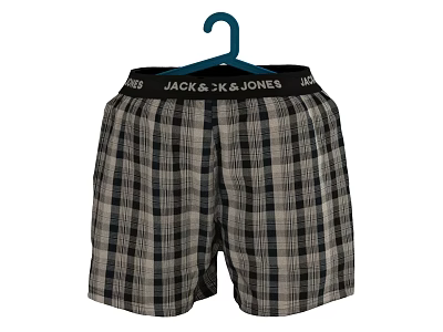 JACK & JONES Men's Plaid Pattern Shorts With Branded Waistband And Classic Design 3d model