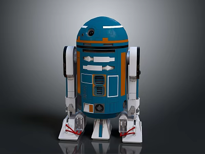 Blue And Orange Robot Character With Round Head White Legs Red Details And Mechanical Panels 3d model