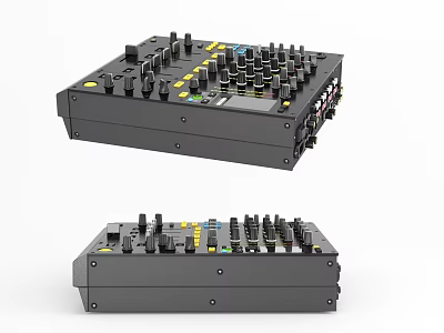 Commercial Audio Mixing Equipment Black Professional Control Panel with Knobs and Faders 3d model